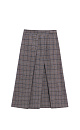 Юбка длины миди из шерсти в клетку. Модель А-силуэта с крупными косыми складками спереди. Застежка на молнию сзади. Изделие без подкладки.