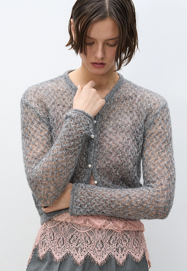 Ажурный кардиган с пайетками