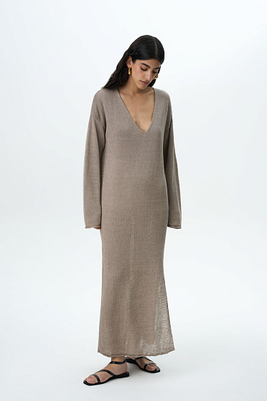 Платье макси из 100% льна