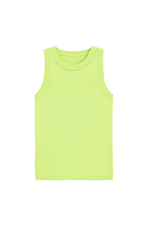 зеленый Трикотажный топ из 100% хлопка без рукавов. Модель приталенного силуэта с круглым вырезом горловины. Края изделия выполнены в рубчик.