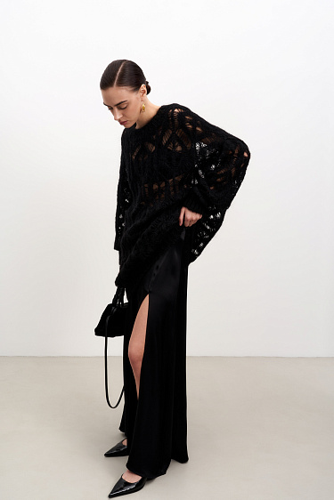 Ажурный джемпер из мохера и шерсти