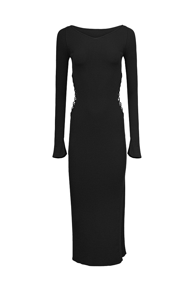 Трикотажное платье из вискозы с разрезом сбоку