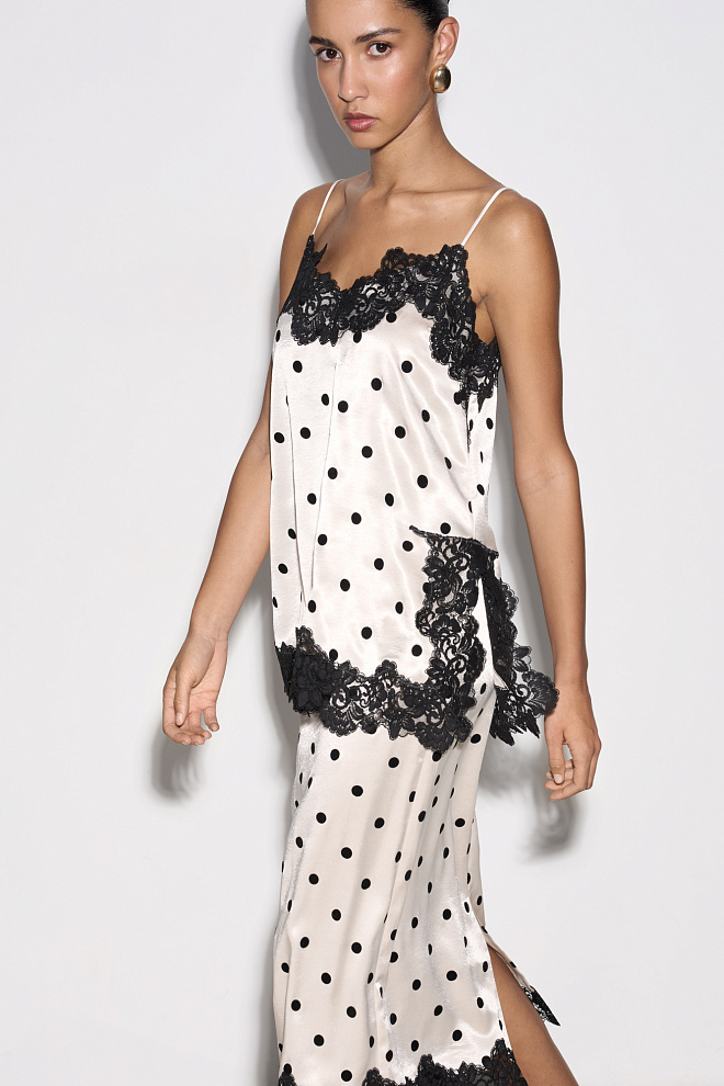 Атласная юбка в горох 