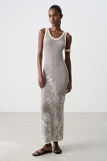 Платье макси с растительным орнаментом