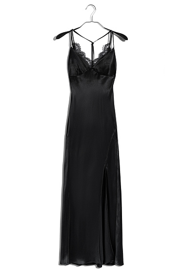 Атласное платье-комбинация с акцентным лифом