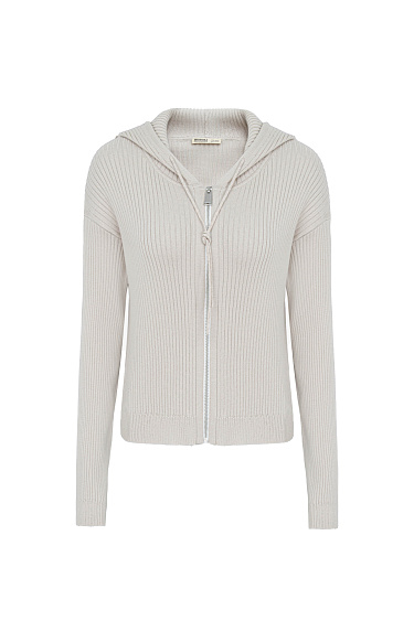 Трикотажный бомбер с капюшоном 