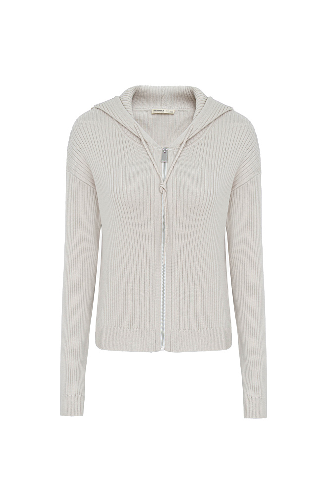 Трикотажный бомбер с капюшоном 