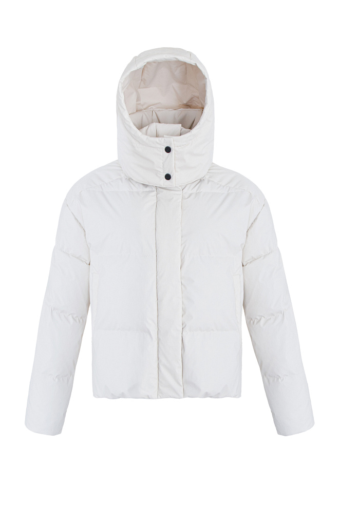 Укороченный пуховик со съёмным капюшоном