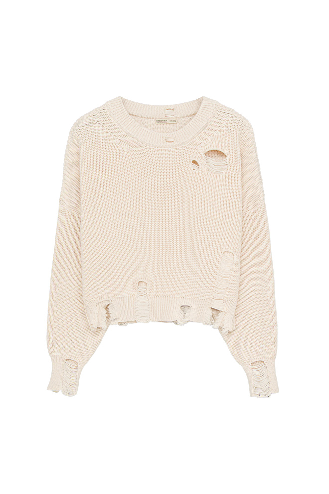 Джемпер из 100% хлопка с рваной текстурой