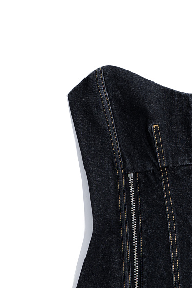 Джинсовый корсет с застежкой на молнию