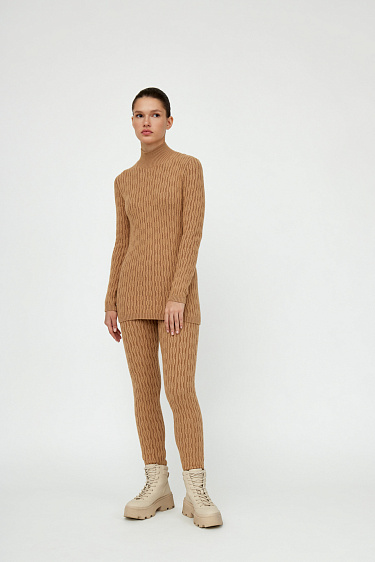 Трикотажные леггинсы из кашемира и шерсти с косами