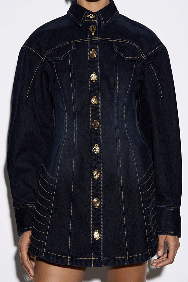 Джинсовое платье мини с эффектом бархата