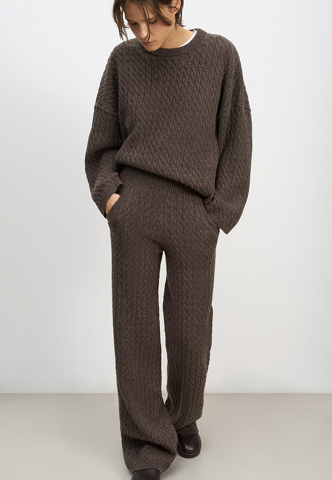 Брюки с косами из 100% шерсти мериноса экстрафайн 