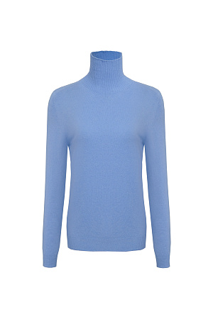 голубой Трикотажная водолазка из шерсти с добавлением кашемира. Модель приталенного силуэта с воротником-стойкой. Края изделия в рубчик.