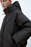 Стеганый пуховик с капюшоном, S