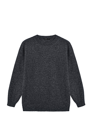 графит Трикотажный джемпер из 100% кашемира. Модель свободного силуэта со спущенной линией плеча и круглым вырезом горловины. Края изделия выполнены в рубчик.