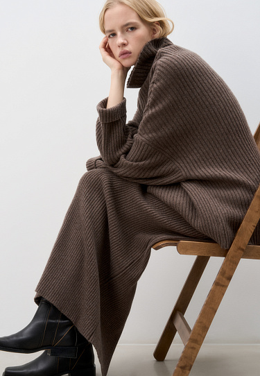 Юбка в рубчик из кашемира и шерсти 