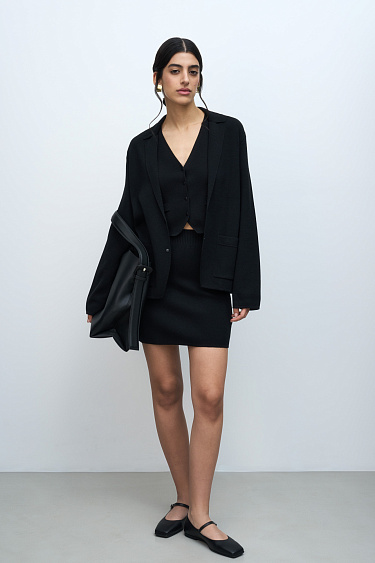 Трикотажная юбка мини с застежкой сбоку