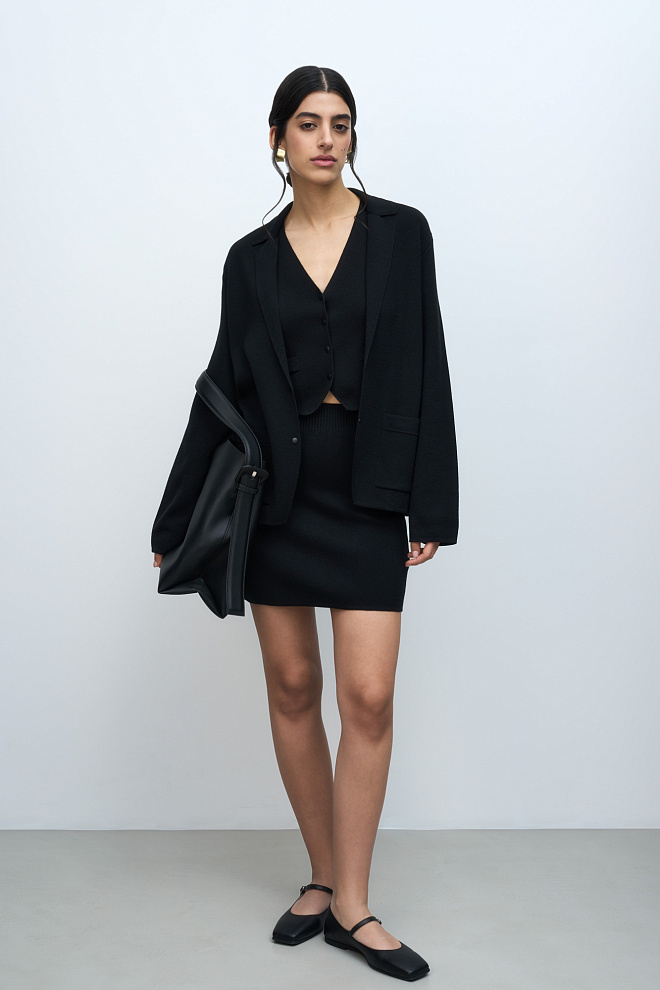 Трикотажная юбка мини с застежкой сбоку