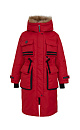 Удлиненная куртка на молнии с капюшоном из экомеха, наполнитель пух-перо, внутренняя кулиска на талии, накладные карманы спереди, фиксаторами на манжетах. Хороший показатель водонепроницаемости, выдержит слабый дождь и мокрый снег.