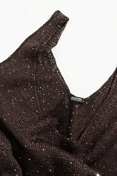 Трикотажный топ из хлопка с пайетками