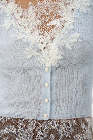 Кардиган из шерсти мериноса с кружевом