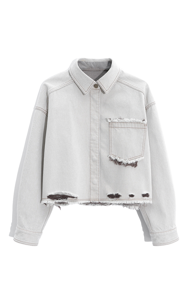 Укороченный джинсовый жакет в стиле гранж