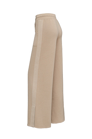 бежевый Брюки из кашемира и шерсти с лампасами. На кулиске. 