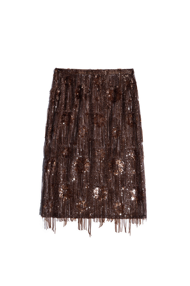 Юбка миди, декорированная пайетками