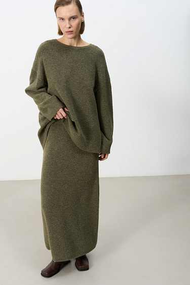 Трикотажная юбка макси из шерсти