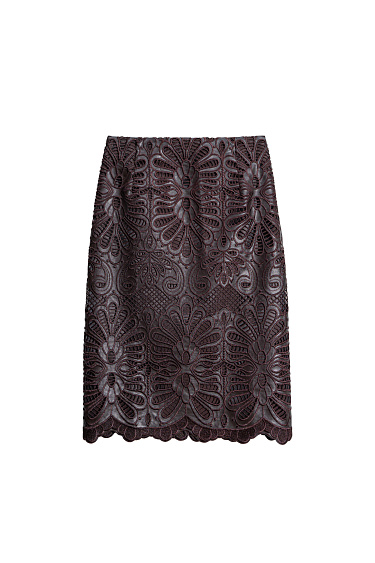 Юбка с кружевом из экокожи