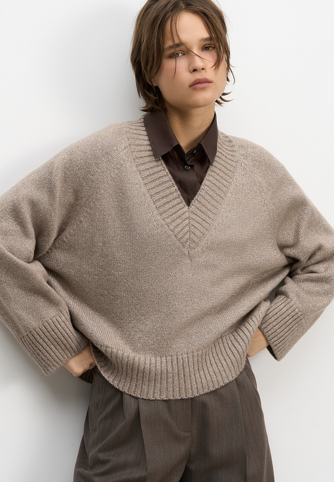 Джемпер из шерсти мериноса с люрексом