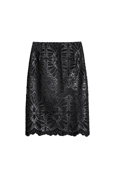 Юбка с кружевом из экокожи