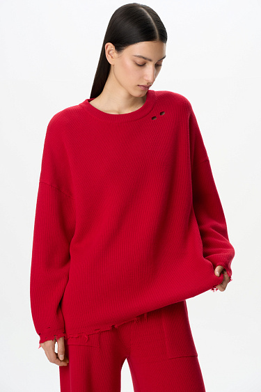 Джемпер из хлопка с необработанными краями