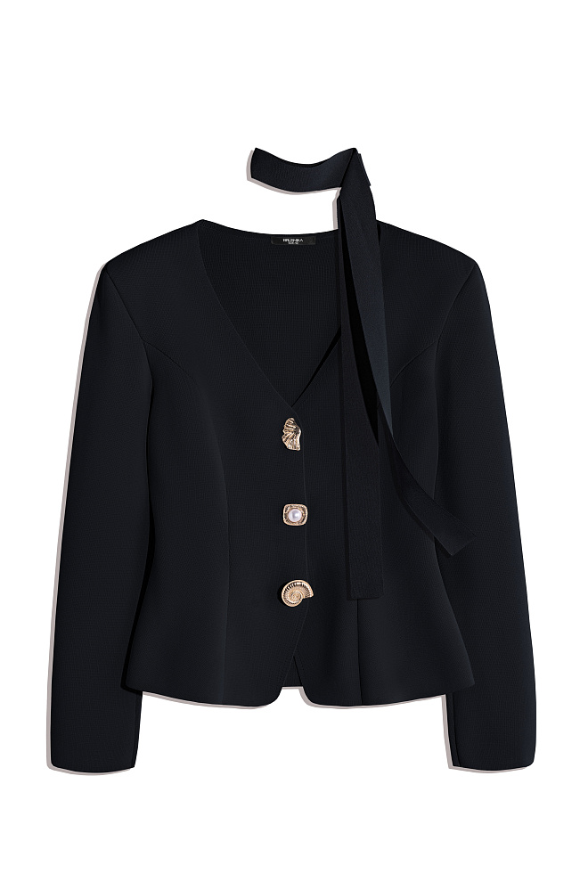 Жакет из вискозы с акцентными пуговицами