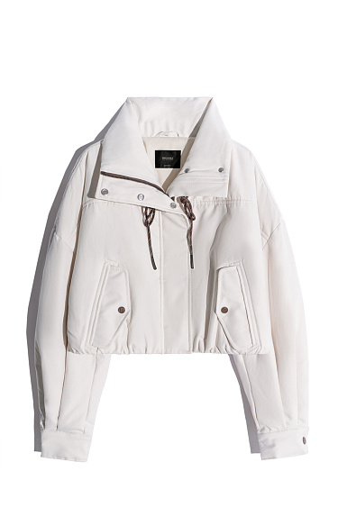 Короткий бомбер с воротником-стойкой