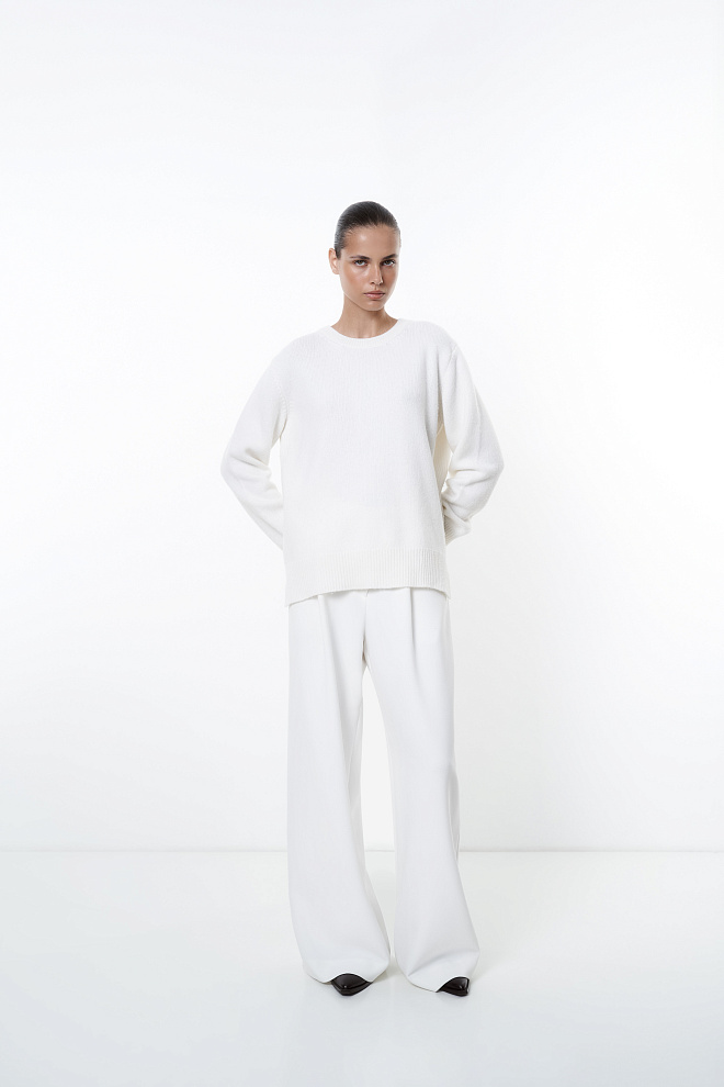 Джемпер из кашемира и шерсти с удлиненной спинкой