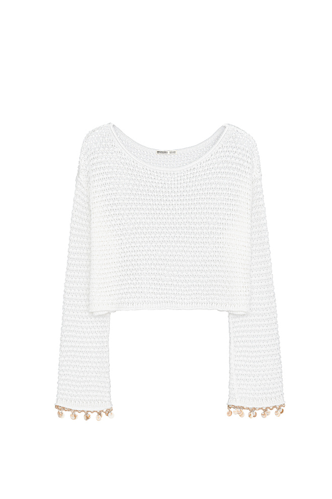 Джемпер с бусинами и пайетками