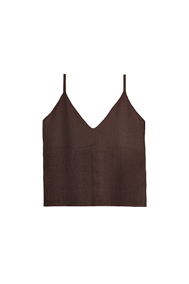 Топ на тонких бретельках из 100% льна