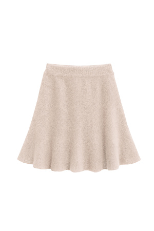 бежевый Трикотажная юбка длины мини из шерсти и пуха лисы. Модель полусолнце с эластичным поясом на резинке. 