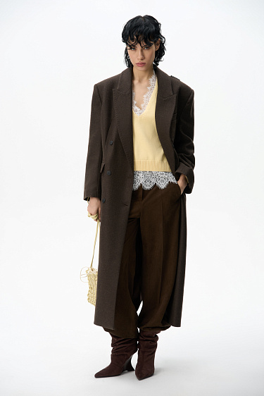 Двубортное пальто из шерсти