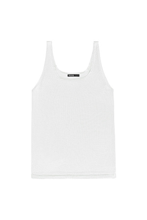 белый Цельновязаная майка из 100% вискозы на тонких бретелях. 