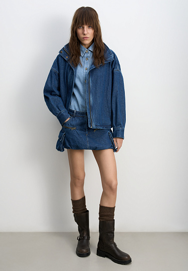 Джинсовая мини-юбка баллон