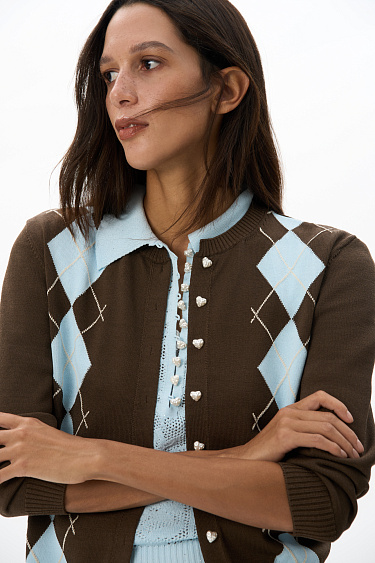 Кардиган с узором аргайл