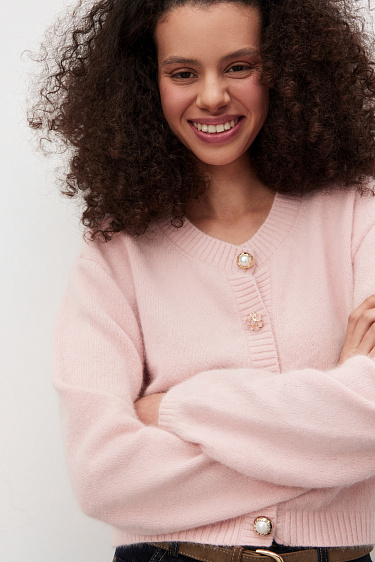 Кардиган из пуха лисы на пуговицах 