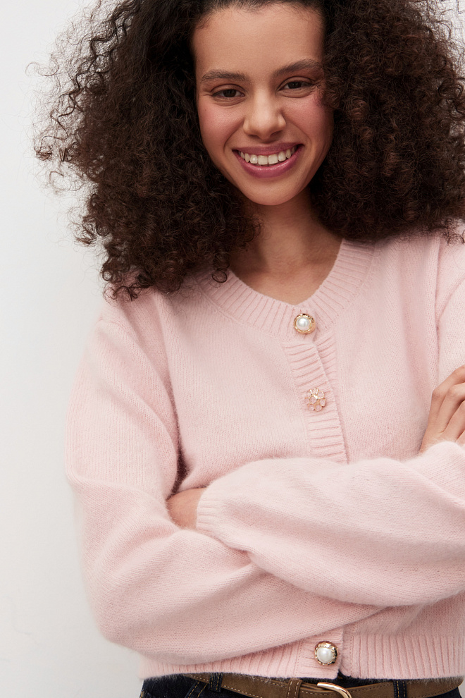 Кардиган из пуха лисы на пуговицах 