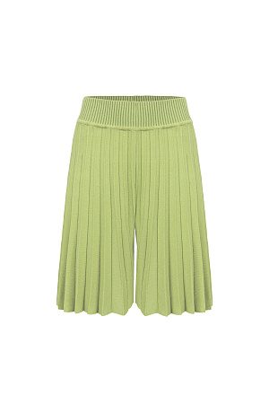 зеленый Трикотажные шорты плиссе из вискозы. Модель с эластичным поясом.