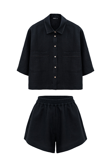 Костюм из 100% льна из рубашки и шорт