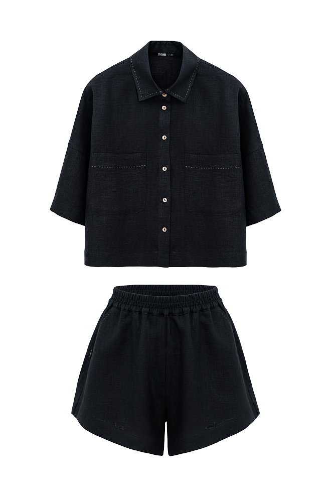 Костюм из 100% льна из рубашки и шорт