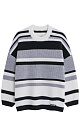 Трикотажный джемпер из шерсти в полоску. Модель свободного силуэта, со спущенной линией плеч, длинными рукавами и круглым вырезом горловины. Изделие декорировано пришивным логотипом бренда.  